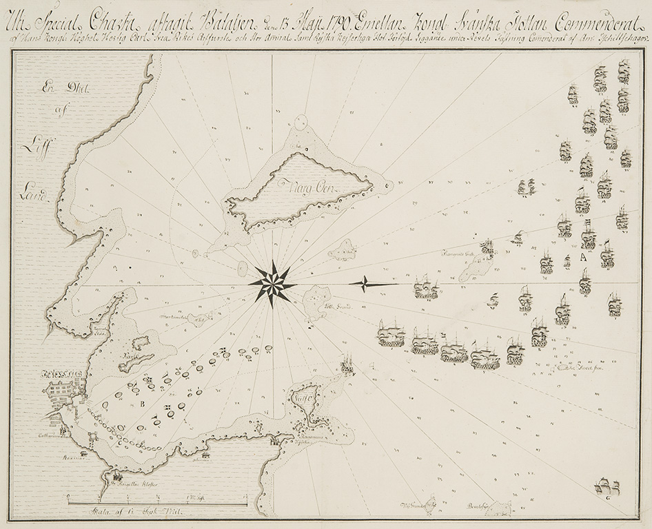 Karta över inloppet till Reval 1790. Sjöhistoriska museets arkiv.