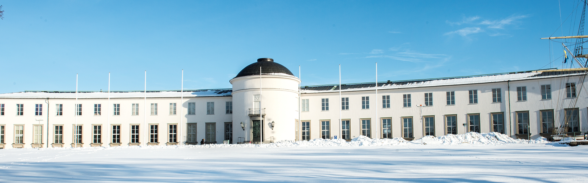 Sjöhistoriska museet i snölandskap